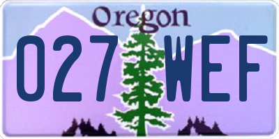 OR license plate 027WEF