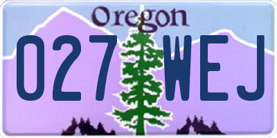 OR license plate 027WEJ