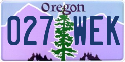 OR license plate 027WEK