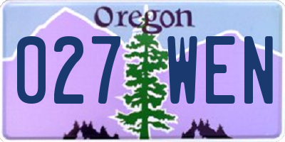 OR license plate 027WEN
