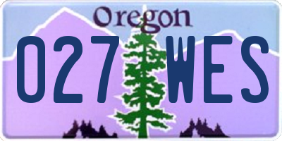 OR license plate 027WES