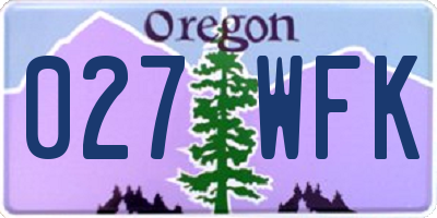OR license plate 027WFK