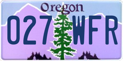 OR license plate 027WFR