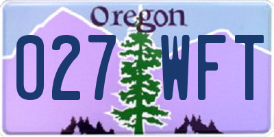 OR license plate 027WFT