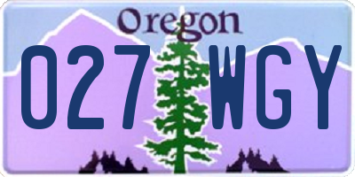 OR license plate 027WGY