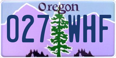 OR license plate 027WHF