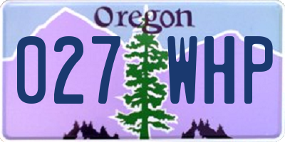 OR license plate 027WHP