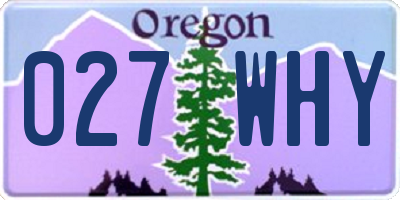 OR license plate 027WHY