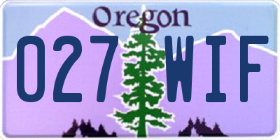 OR license plate 027WIF