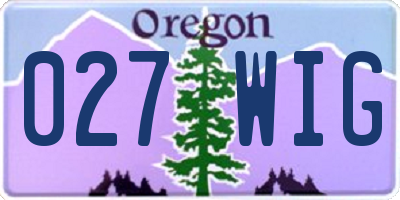 OR license plate 027WIG
