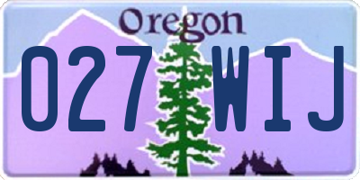 OR license plate 027WIJ