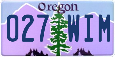 OR license plate 027WIM