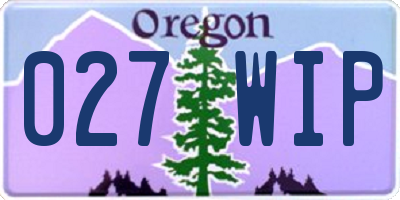 OR license plate 027WIP