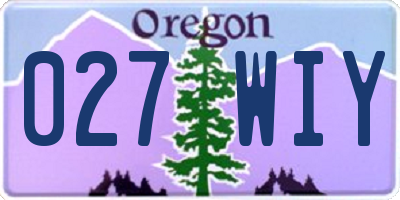 OR license plate 027WIY