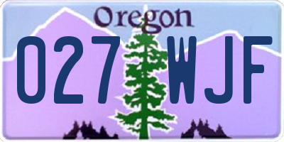OR license plate 027WJF