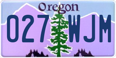 OR license plate 027WJM