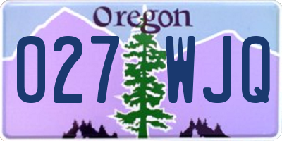 OR license plate 027WJQ