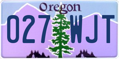 OR license plate 027WJT