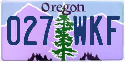 OR license plate 027WKF