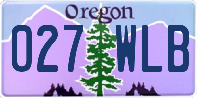 OR license plate 027WLB