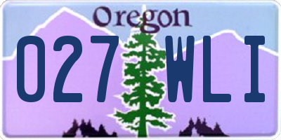 OR license plate 027WLI