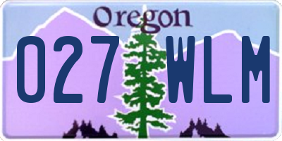 OR license plate 027WLM
