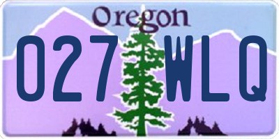 OR license plate 027WLQ
