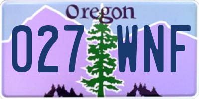 OR license plate 027WNF