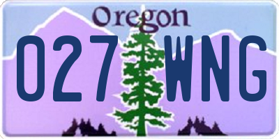 OR license plate 027WNG