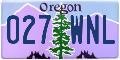 OR license plate 027WNL