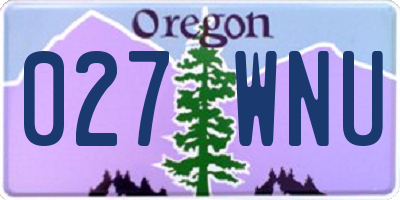 OR license plate 027WNU