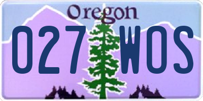 OR license plate 027WOS