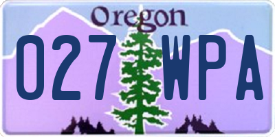 OR license plate 027WPA