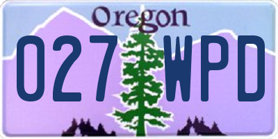OR license plate 027WPD