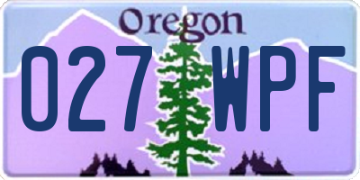 OR license plate 027WPF