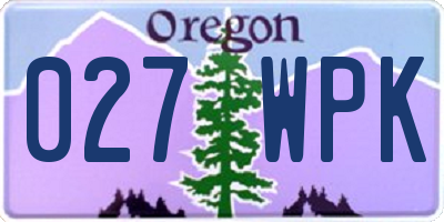 OR license plate 027WPK