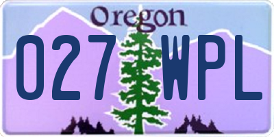OR license plate 027WPL
