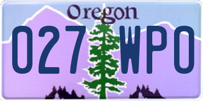 OR license plate 027WPO