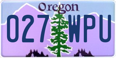 OR license plate 027WPU