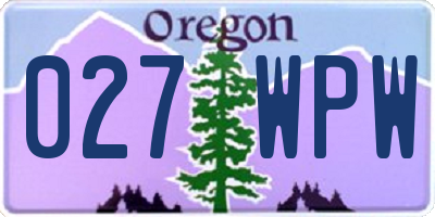 OR license plate 027WPW