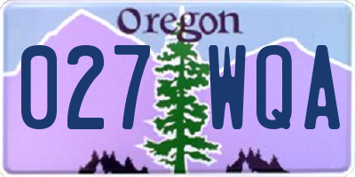OR license plate 027WQA