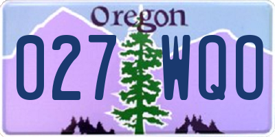 OR license plate 027WQO