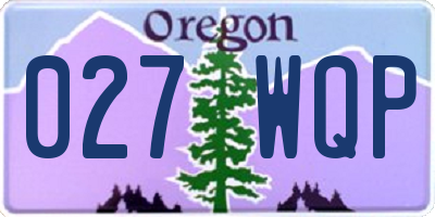 OR license plate 027WQP