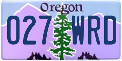 OR license plate 027WRD