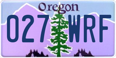 OR license plate 027WRF