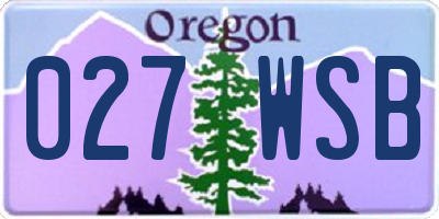 OR license plate 027WSB