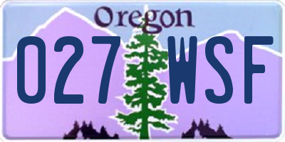 OR license plate 027WSF