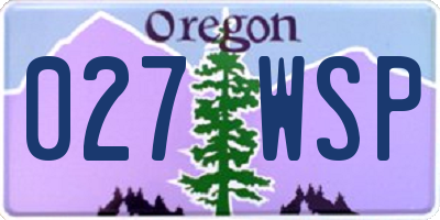 OR license plate 027WSP