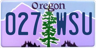 OR license plate 027WSU