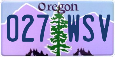 OR license plate 027WSV